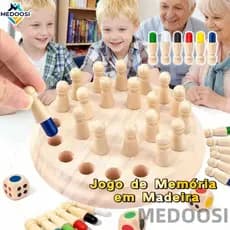 MEDOOSI Jogo de Memória de Madeira  | Xadrez com Pinos Coloridos, Brinquedo Educativo para Crianças e Família