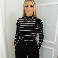 Blusa Feminina Cacharrel  Listrada Manga Longa / Cacharrel Feminina Listrada