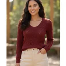 Blusa Feminina Tricot / Tricô Feminino Mangas Longas