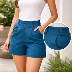 Short Alfaiataria dois botões Cintura Alta Feminino