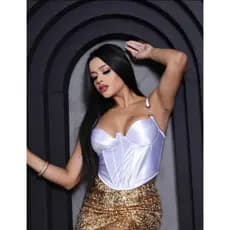 Corset Cropped Feminino Corselet/Corset  Em Cetim Estruturado para Quem Busca Elegancia