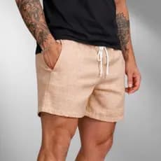 Bermuda Short Masculino Básico De Linho Mauricinho Alta Qualidade Linho Premium Bolso Faca