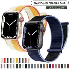 Nylon Pulseira Para Apple Watch S10 11 46mm 42mm 40mm 44mm 38mm 41mm 45mm 49mm Pulseira Desportiva Ajustável iWatch