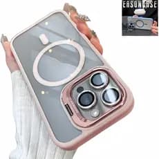 Luxo Magnética Capinha Case Para iPhone 14 13 12 11 15 16 Pro Max Magsafe Protetora Capa Com Lente Da Câmera e Suporte