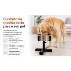 Comedouro Bebedouro Ajustavel Elevado Para Cachorros e Gatos