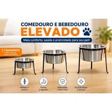 Comedouro Elevado para Cachorro e Gato em Aluminio Premium  Antiformiga - Pequeno Médio Grande - Tigela Suspensa Pet