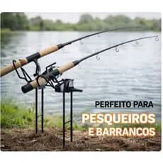 Suporte de Vara de Pesca 5 Unidades Para Barranco Pesqueiro Regulável Aço Carbono Reforçado Antiferrugem