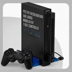 PlayStation 2 – Fat Preto–500 Jogos -110V- Semi Novo  Desbloqueado com 500 jogos Ps2 Sony