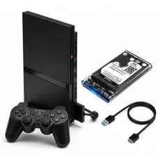 Playstation 2 Slim Prata e Preto Desbloqueado com 100 jogos Ps2 Sony