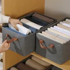 Cationic Steel Frame Storage Fabric Basket Foldable Gray Storage Box Organizer Drawer Style Steel Frame Storage Box