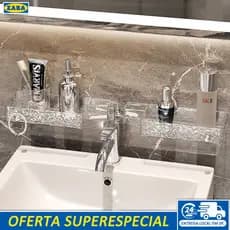 rack de armazenamento acrílico de canto ajustável para banheiro com grande capacidade