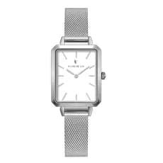 Relógio Feminino Flor de Lis Square Winter Silver Aço Inoxidável Analógico Ideal para Todas Ocasiões