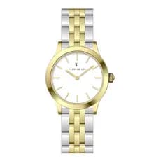Relógio Feminino Flor de Lis Minimalista Dourado Bellatrix Bicolor Gold 23mm Confortável e Elegante