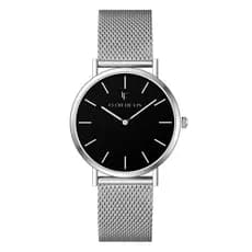 Relógio Feminino Flor de Lis Design Minimalista Hazel Black Silver 40mm Moderno e Sofisticado