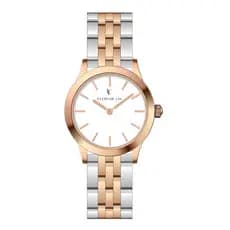 Relógio Feminino Flor de Lis Minimalista Prata Rose Gold Mini Bellatrix Rose 23mm Elegante e Moderno