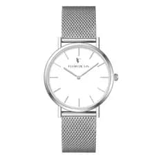 Relógio Unissex Flor de Lis Minimalista Prata Hazel Silver 40mm Moderno Sofisticado e Confortável