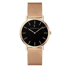 Relógio Feminino Flor De Lis Rose Gold Com Preto Elegante Moderno Casual Joia Pulseira 40mm Pulseira