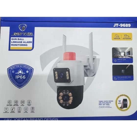 Câmera Segurança Lente Dupla com Alarme IP66 Prova D'água 360° Sensor de Movimento Durawell JT-9689