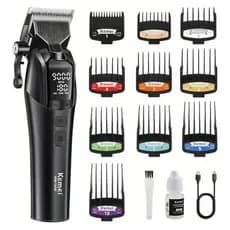 Máquina de cortar cabelo profissional kemei original sem fio 10w até 9000 RPM kit com 10 pentes KM-1858 - Bivolt