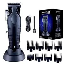 Máquina de Cortar Cabelo Kemei Profissional Original Sem fio Recarregável 8 Pentes KM-2296 - Bivolt