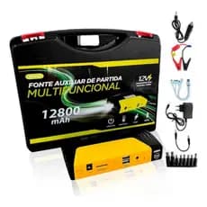 Fonte Auxiliar De Partida Multifuncional Portátil Veicular 12v Chupeta Com Função Power Bank USB 12800 Mah - BIVOLT