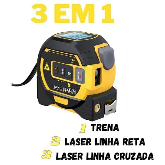 Trena Digital 3 em 1 com Função nivel a laser 4D 40M Com Visor LCD Inteligente
