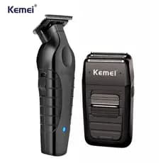 Kit 2 Máquinas de Acabamento Profissional Kemei Barbeador Shaver KM-2299 + KM-1102 Original -