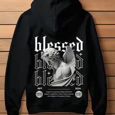 Blusa de Moletom Masculino Respect Blessed Angel Canguru Streetwear Lançamento 2024 Envio Imediato