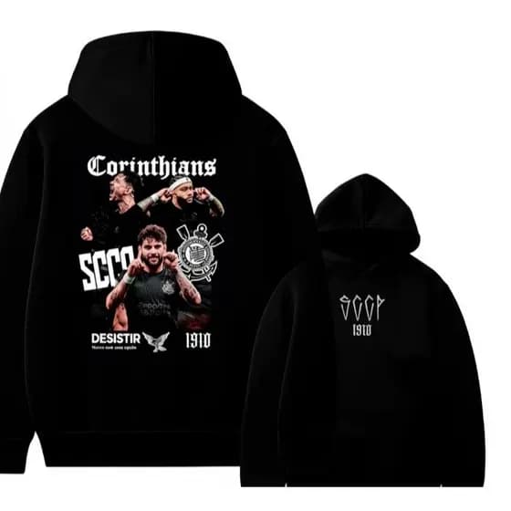 Moletom Masculino Corinth time de futebol timão Canguru Agasalho blusa de frio Inverno Capuz bolso Yuri Gaviões fiel