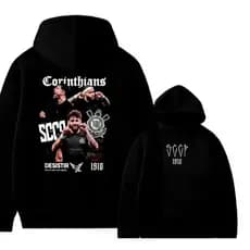 Moletom Masculino Corinth time de futebol timão Canguru Agasalho blusa de frio Inverno Capuz bolso Yuri Gaviões fiel