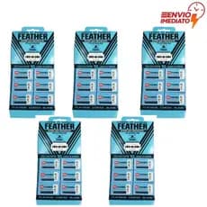 Kit 8 Cartelas Lâmina Feather Original Platinum Aço Inoxidável