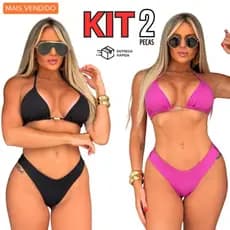 Kit Conjunto Biquíni Asa Delta Fio DUPLO Cortininha PROMOÇÃO