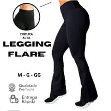 Calça Legging Flare Feminina Bailarina Suplex Boca de Sino Cintura Alta PROMOÇÃO
