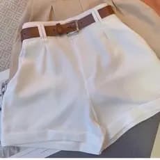 Short Alfaiataria Feminino Social Cintura Alta Com Cinto Com Bolso ENVIO IMEDIATO