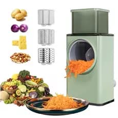 Ralador de Queijo Fatiador Legumes Cortador Vegetais Manual 3 em 1 Multiuso Cozinha Giratorio Manivela Multifuncional