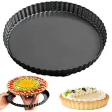 Forma De Torta Com Fundo Removível Antiaderente Redonda Tortas Quiches Teflon 24cm