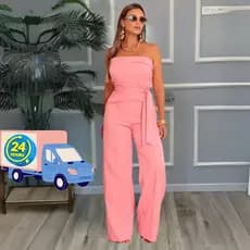 Macacão Longo Dayana Feminino Pantalona Alfaiataria Premium Social Tomara que caia