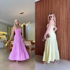 Vestido Longo Trés Maria Femininas Elegáncia Que Eencanta Tecido Duna Tamanho M[38-40] G[42-44]