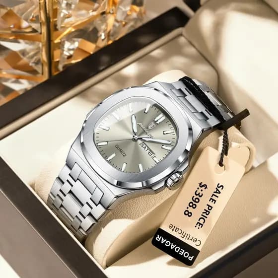 POEDAGAR Luxo em Aço Inoxidável Relógio para Homem Data Luminosa À Prova de Água Original Wristwatch 2024 Novo Relógio