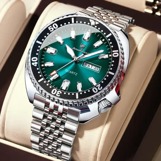 POEDAGAR Relógio Masculino Luxuoso De Aço Inoxidável , À Prova D'água , Data , Semana , Luminoso , Relógios Masculinos ,