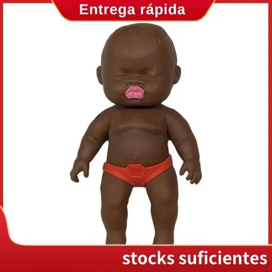 Para Pequena Boneca Preta Alívio Do Estresse Brinquedo Palma Borracha Homem Preto Pitada Música Recuperação Lenta Libera