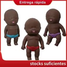 Brinquedo Sensorial De Descompressão 3 Pçs Personagem Preto Mole Alívio Do Estresse Fidget Squeeze Boneca Bonito Lento S