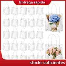 50 Sacos De Presente Claros Dos Pces Com Alças De Plástico Transparentes Reutilizáveis Sacolas Doces Goodie Para O Casam
