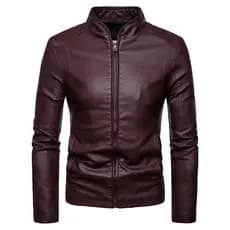 Jaqueta de Couro Masculina Estilo Coreano com Gola para Outono e Inverno, Moda 0681