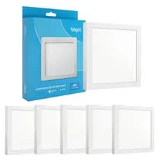 Kit 5 Luminária Painel Plafon Sobrepor Quadrado Led 18w Bivolt ELGIN