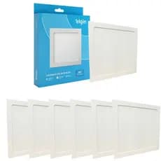 Kit 6 Luminária Painel Plafon Embutir Quadrado Led 18w Bivolt ELGIN