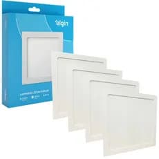 Kit 4 Luminaria Painel Plafon Embutir Bivolt Quadrado 24w Led Teto - ELGIN