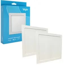 Kit 2 Luminaria Painel Plafon Embutir Bivolt Quadrado 24w Led Teto - ELGIN