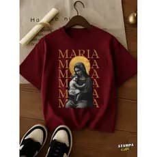 Camiseta Unissex Estampada Católica  "MARIA JESUS" 100% Algodão Premium