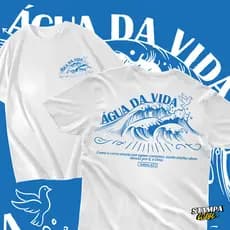 Camiseta Cristã "Águas Viva Fé em Deus Jesus" Fé & Amor Camisa Unissex Algodão